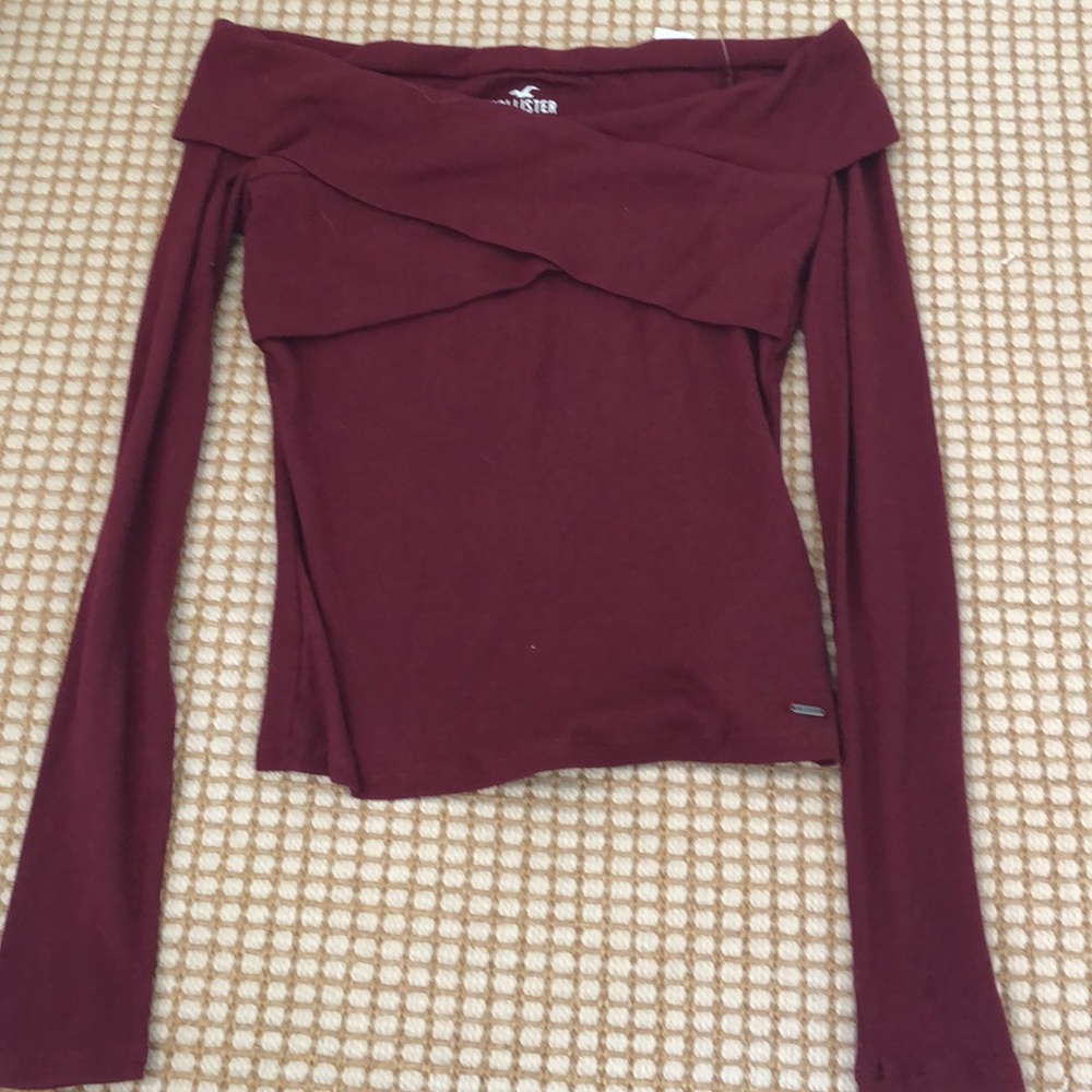 Maroon Cross Neck Long Sleeve